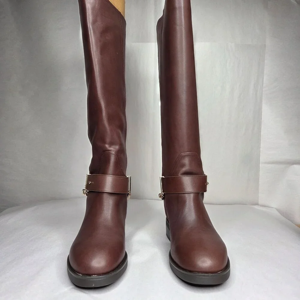 NWT Aqua Women's Riley Knee High Leather Riding Boots - Picture 2 of 6